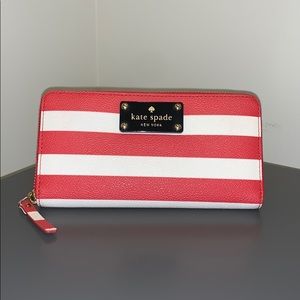 Kate Spade Red White Stripe Wallet